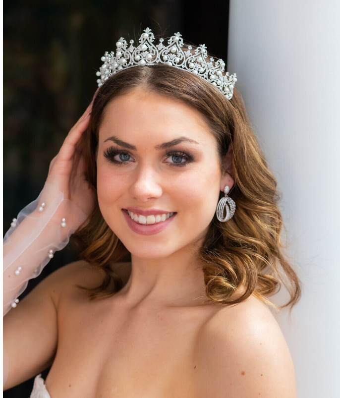 Jessina - Enchanting Crystal Pearl Wedding Tiara