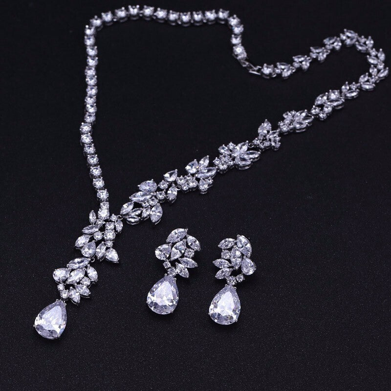 Micola - Glamorous statement crystal bridal necklace set