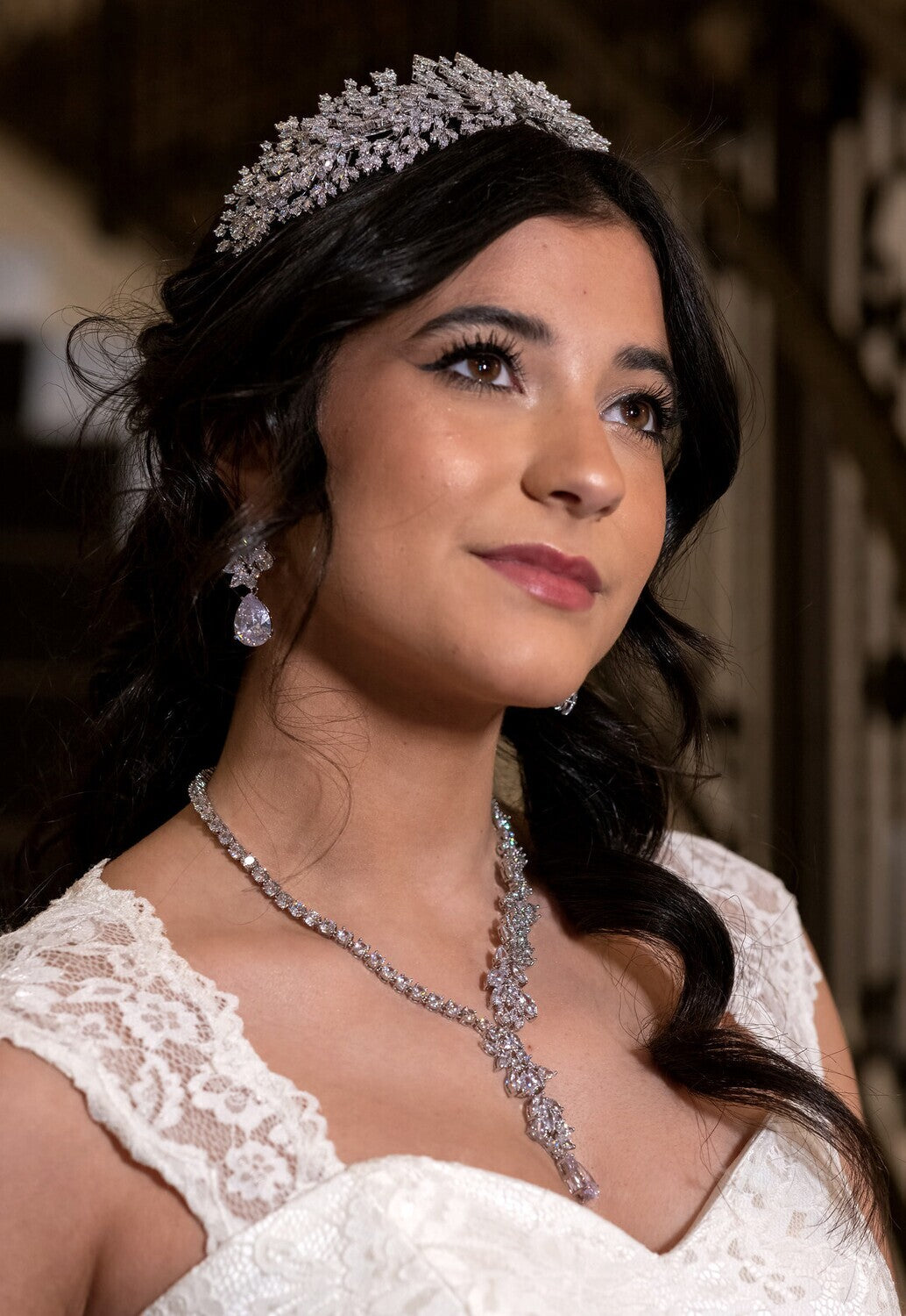 Micola - Glamorous statement crystal bridal necklace set