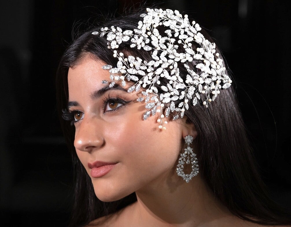 Lia - Crystal statement bridal drop earrings