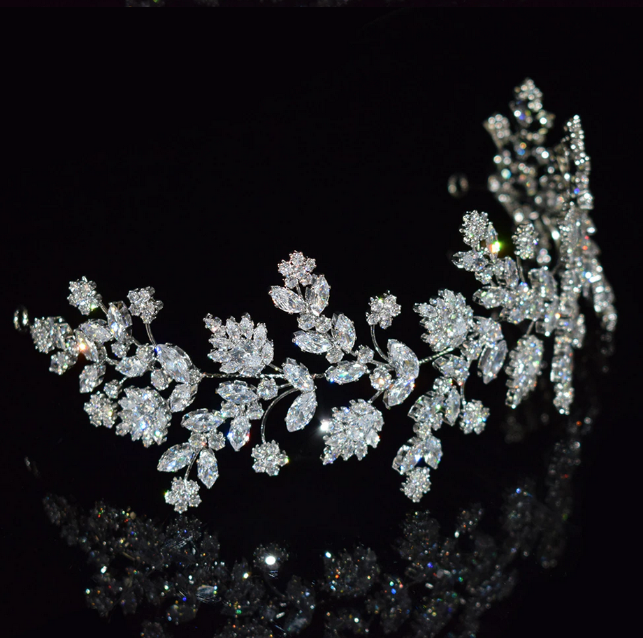 Rosabella - Exquisite crystal floral vine wedding headpiece