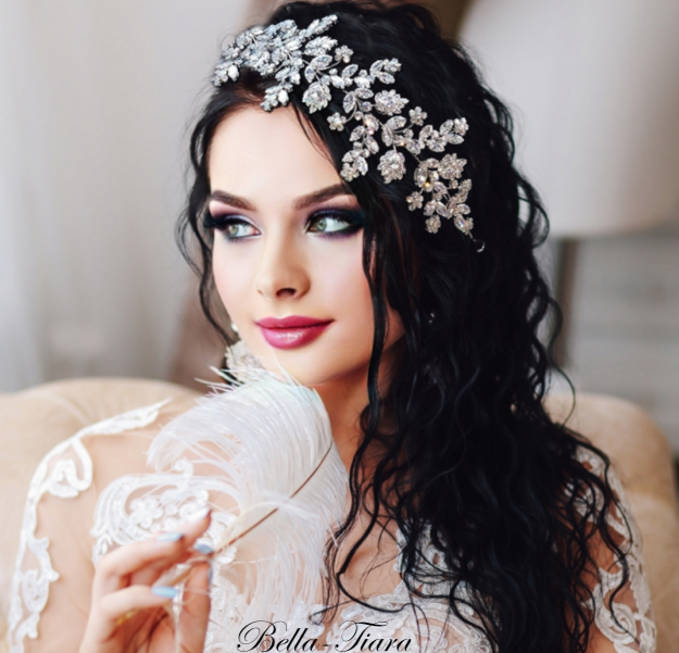 Rosabella - Exquisite crystal floral vine wedding headpiece