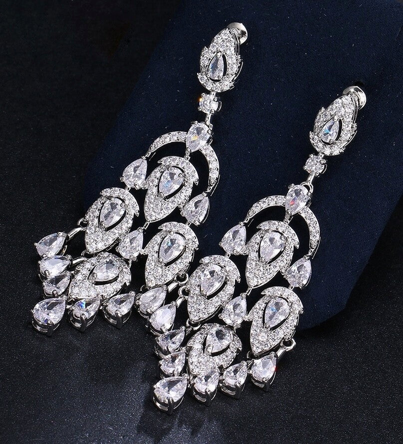 Claudia- Swarovski crystal chandelier earrings