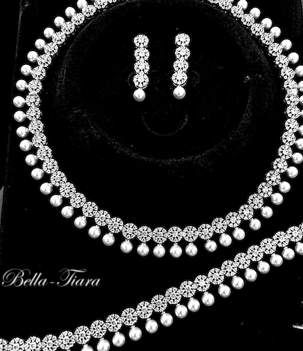 Perladonna - Elegant 3pcs pearl bridal jewely set
