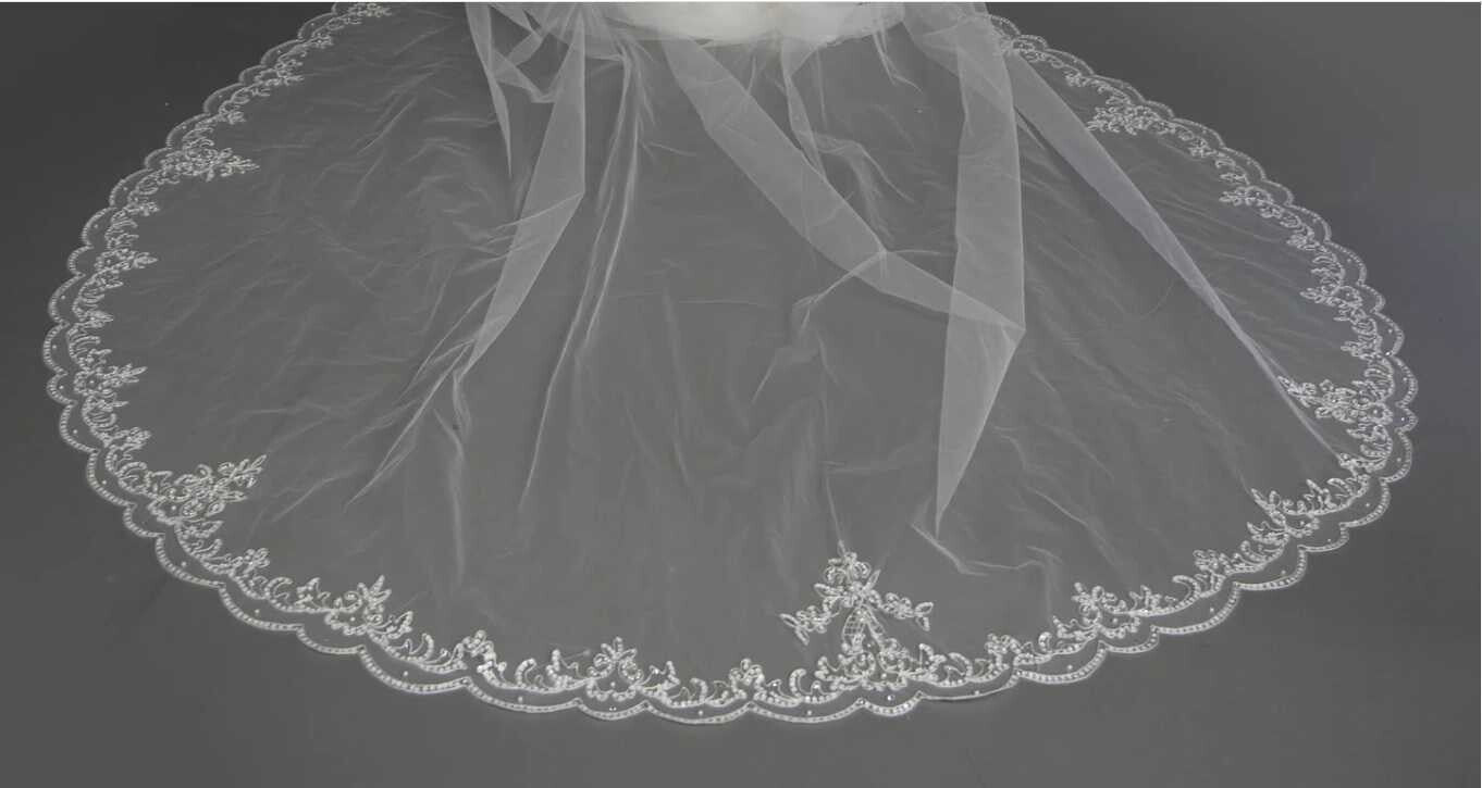 Enza - Italian collection Beaded crystal cathedral veil