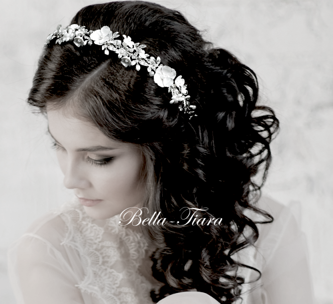 Liora - Flower Crystal and Pearl Bridal headband