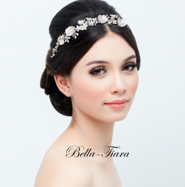 Liora - Flower Crystal and Pearl Bridal headband