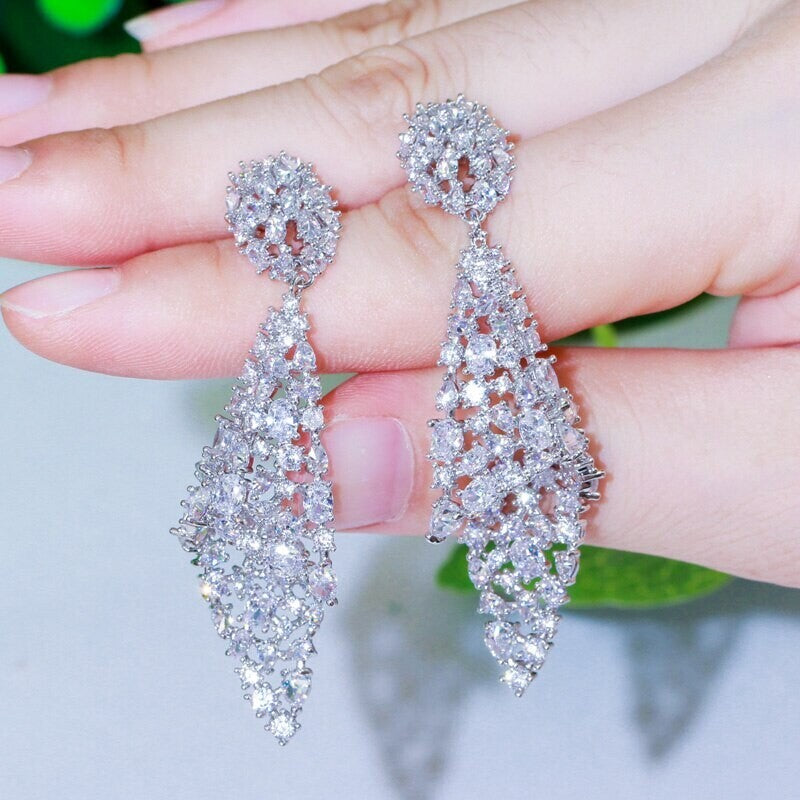 Lesa - Stunning  crystal drop bridal earrings