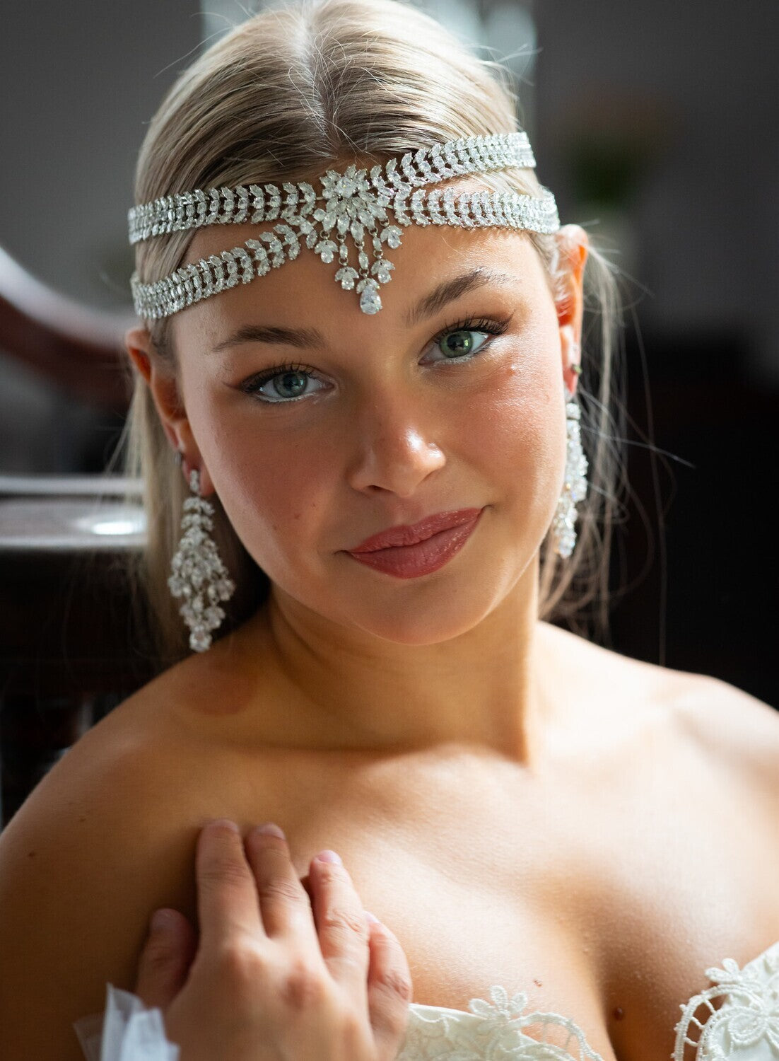 Shantal - Stunning Forehead Crystal wedding headpiece