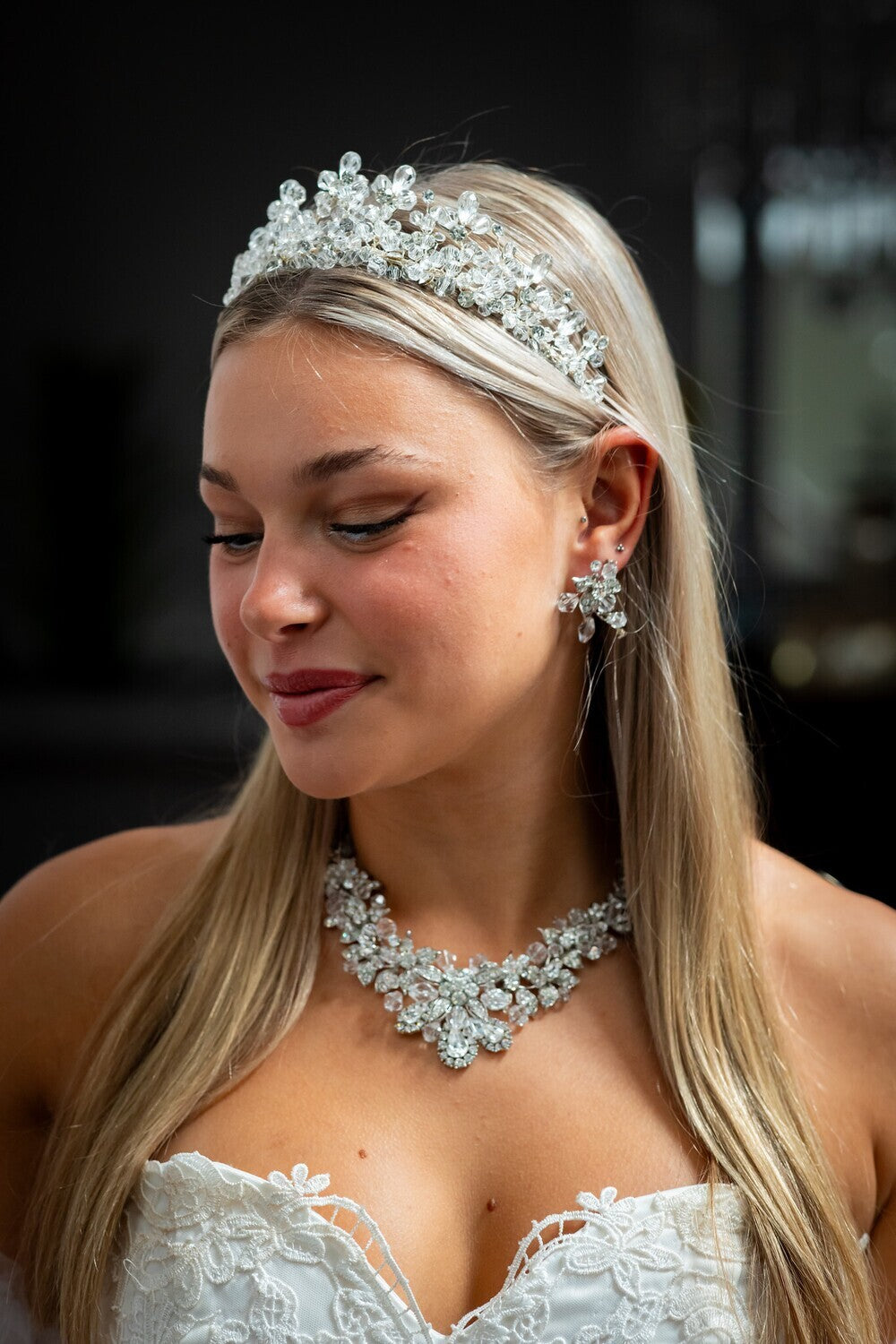 Liana -  Stunning Swarovski crystal bridal necklace set