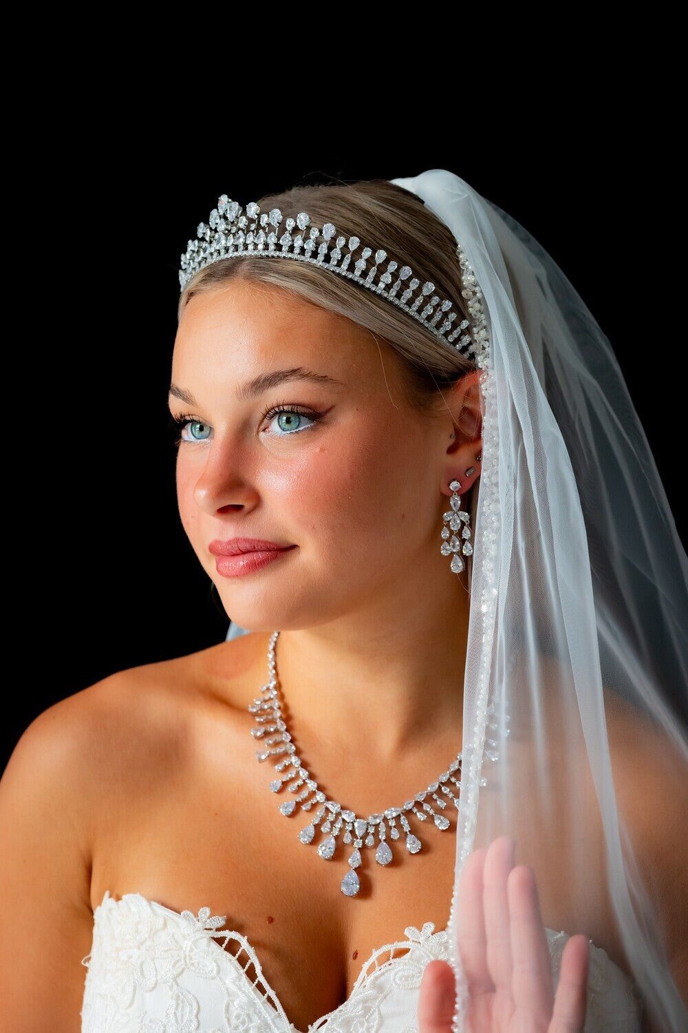 Brigita - Princess drop crystal Bridal necklace set