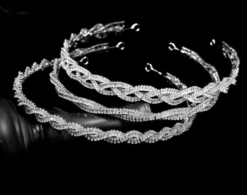 Jenna - wedding bridal silver crystal headband