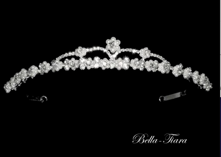Perlina - crystal and pearl communion tiara