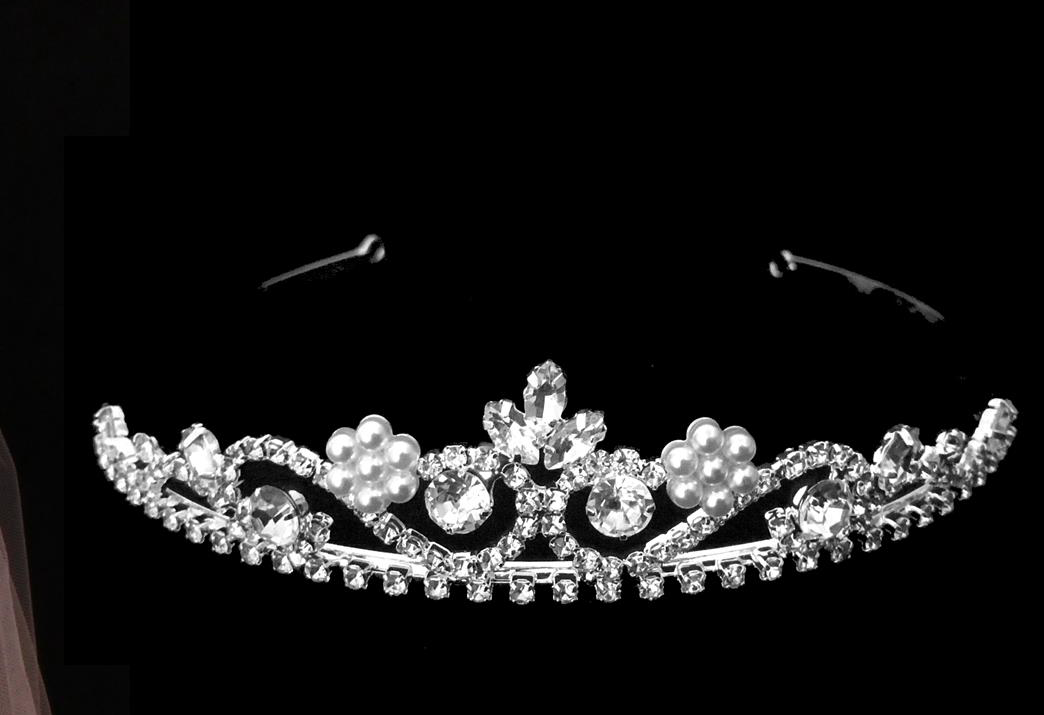 Ashley  - Floral rhinestone pearl communion tiara