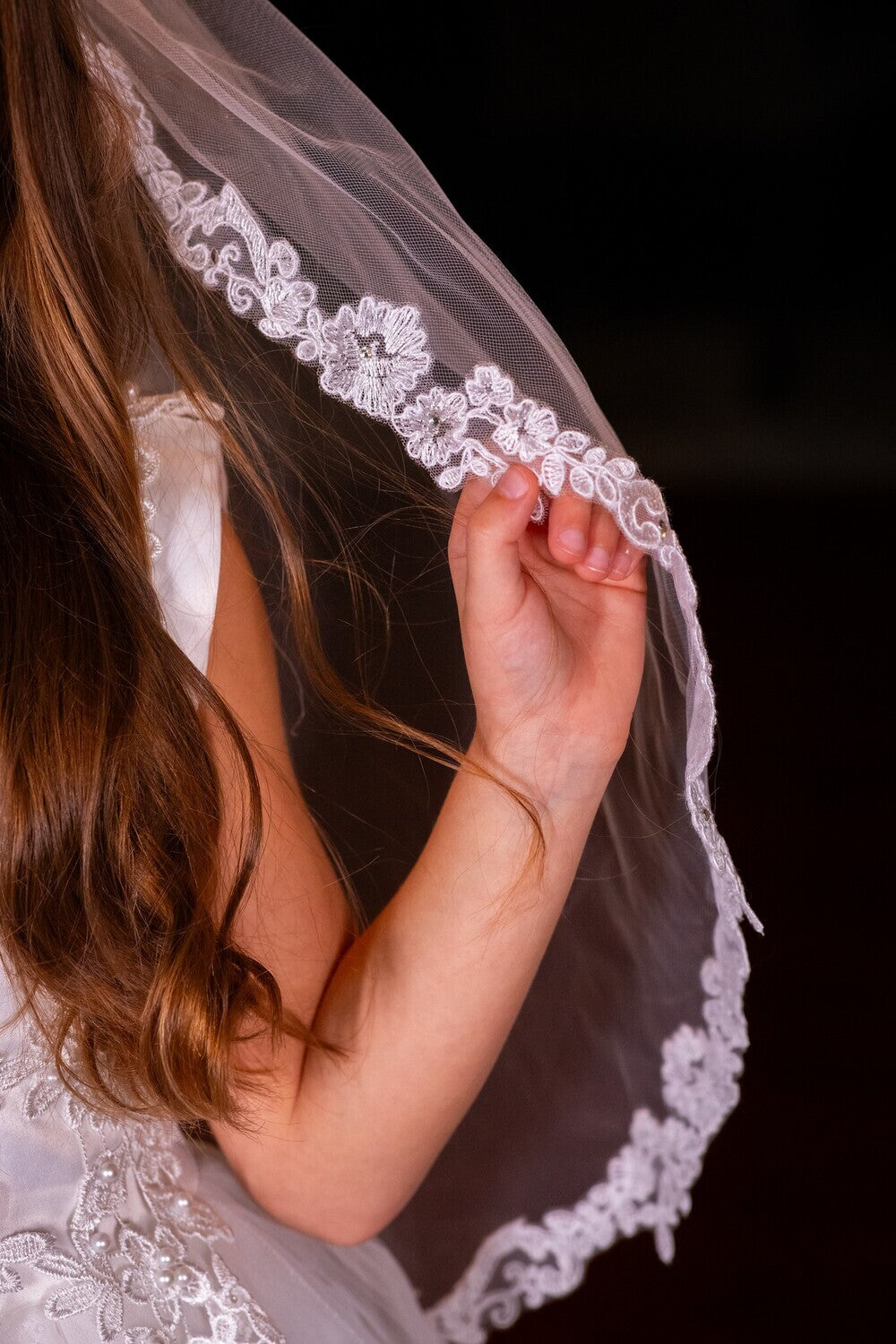 Giovanna, floral french lace communion veil