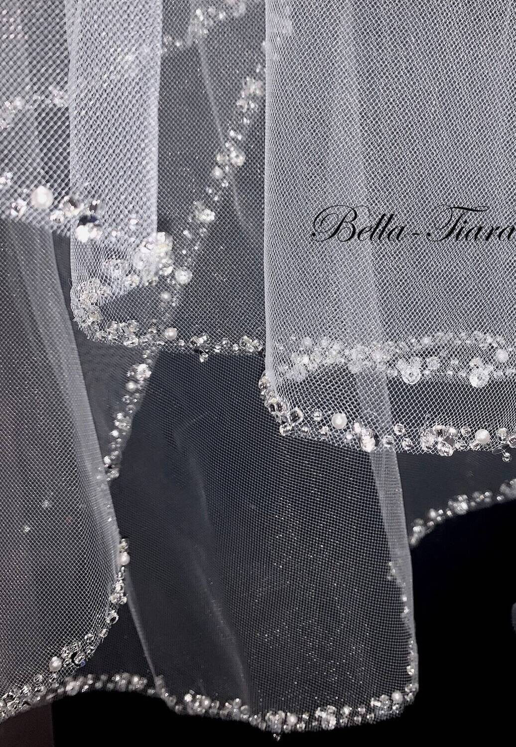 Ashley  - Floral rhinestone pearl communion tiara
