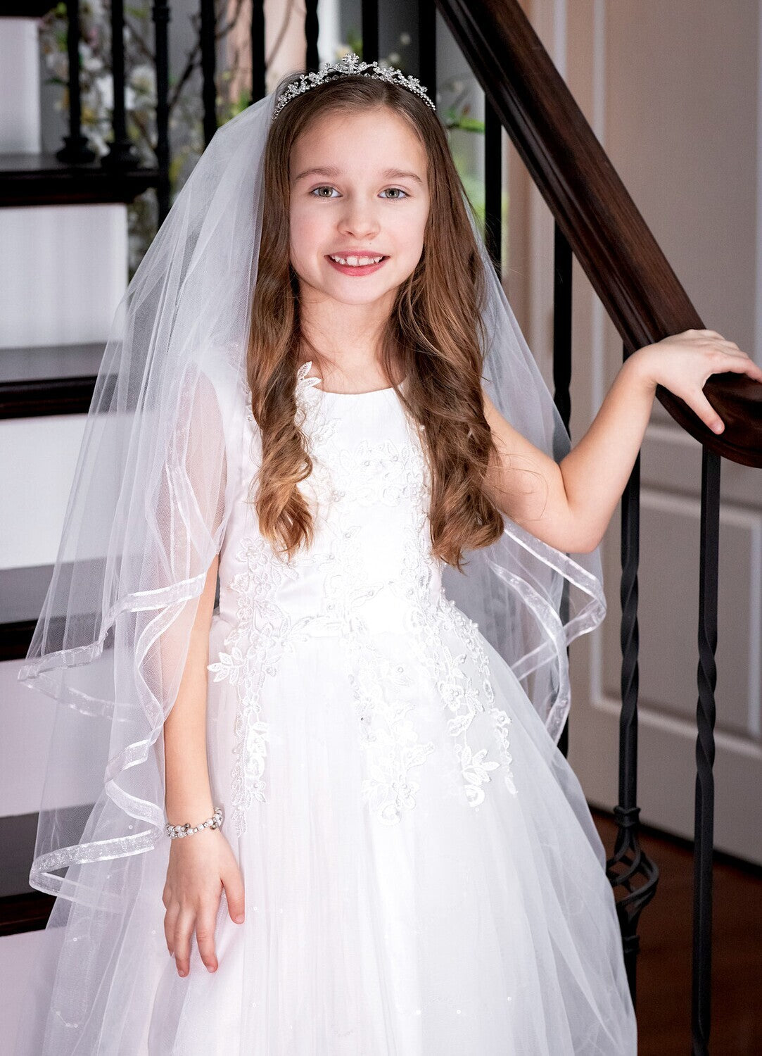 Bianca -  2 tier organza communion veil