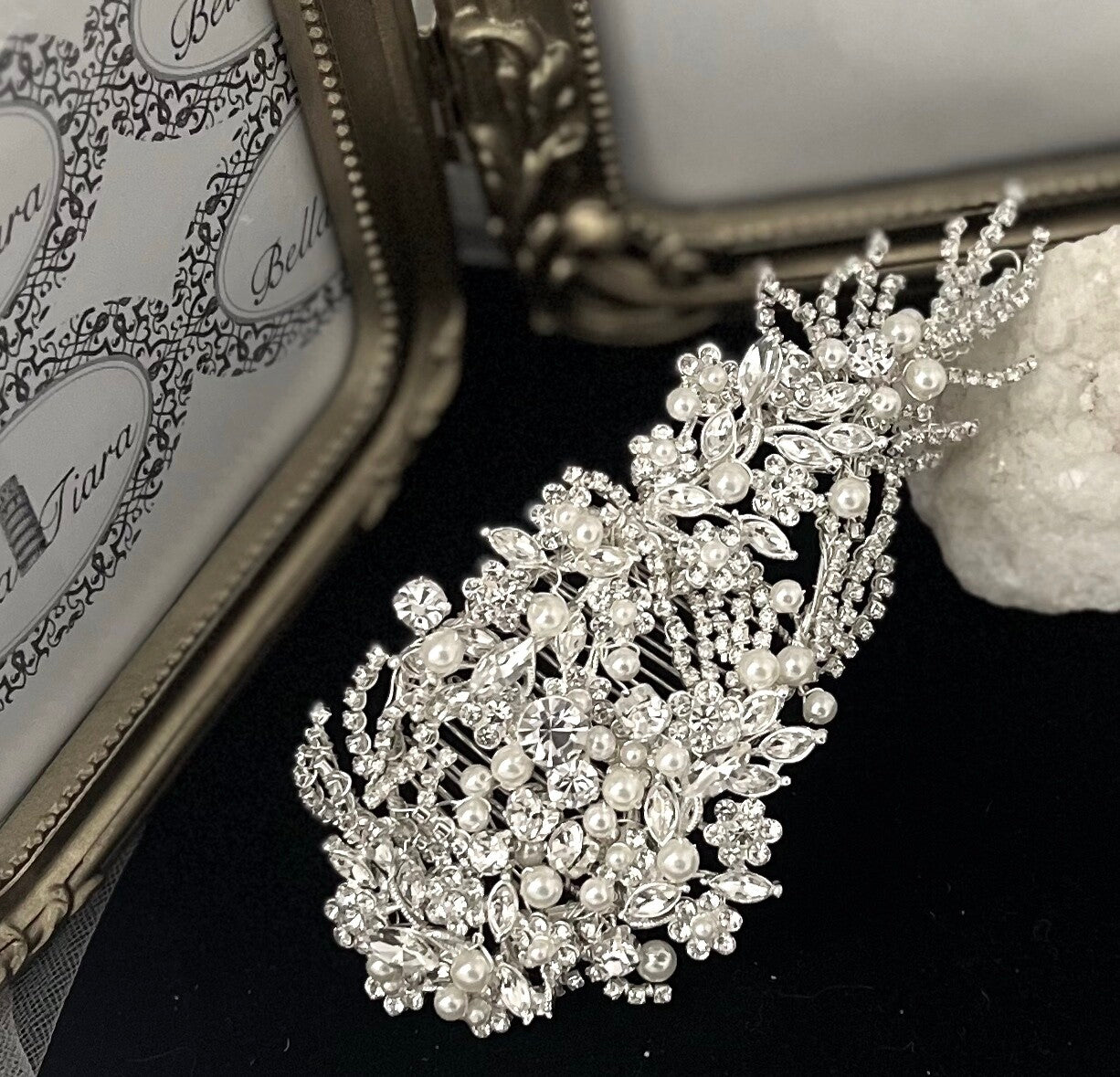 Terina - Alluring Swarovski crystal and pearl wedding hair comb