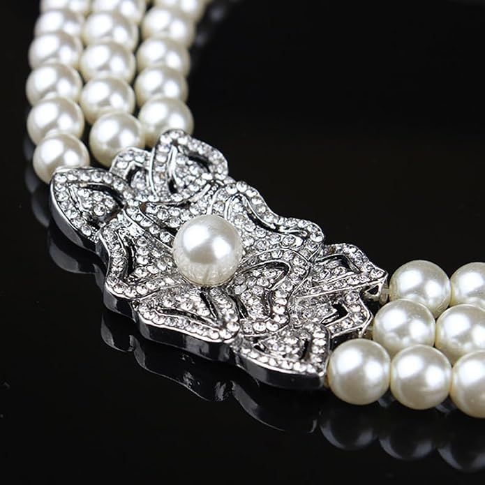 Noella - Timeless triple strand pearl bridal necklace set