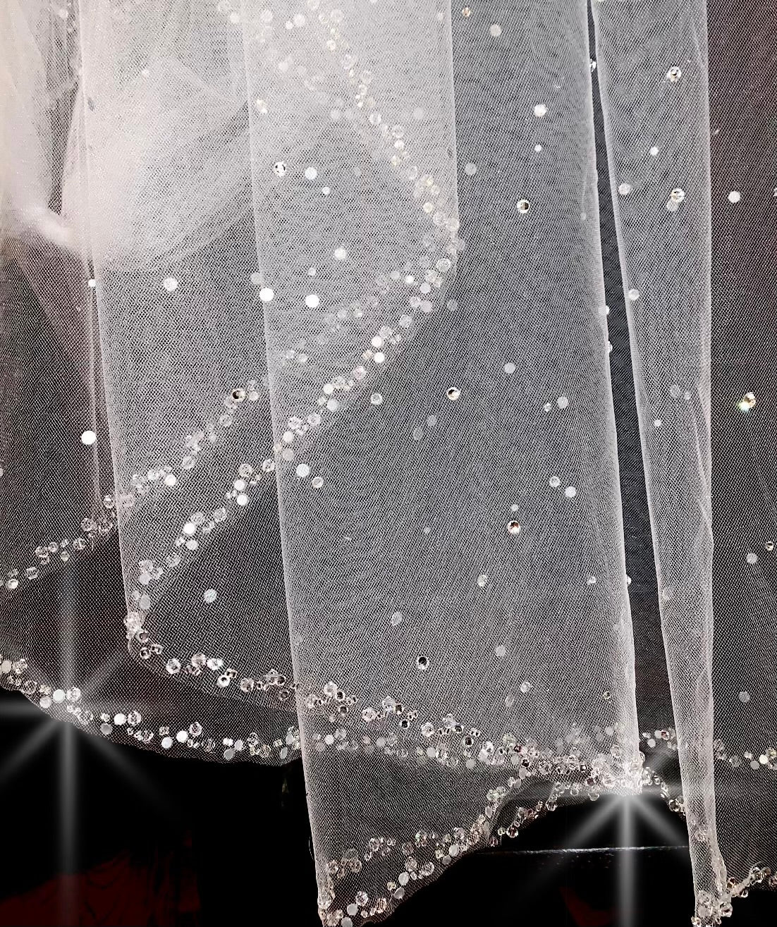 Tiffany - Gorgeous Beaded edge wedding veil with scattered crystals