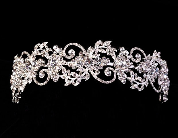 Domenica - Floral crystal wedding headband