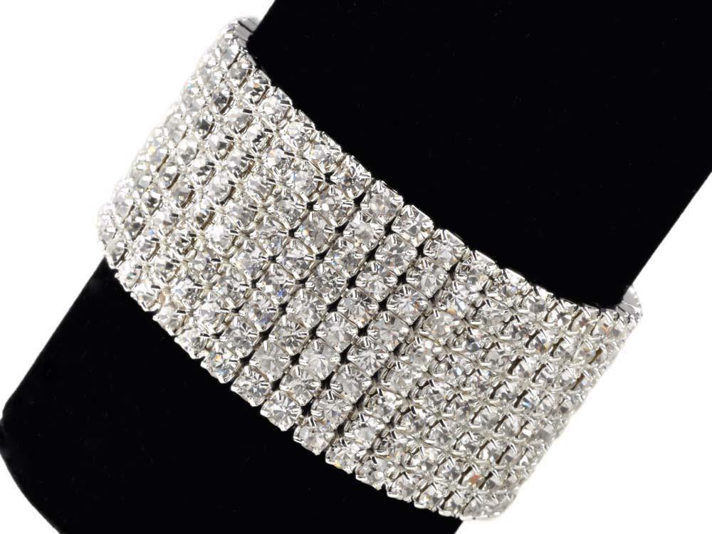 Mercedes - Glamorous stretch rhinestone 10 row bracelet