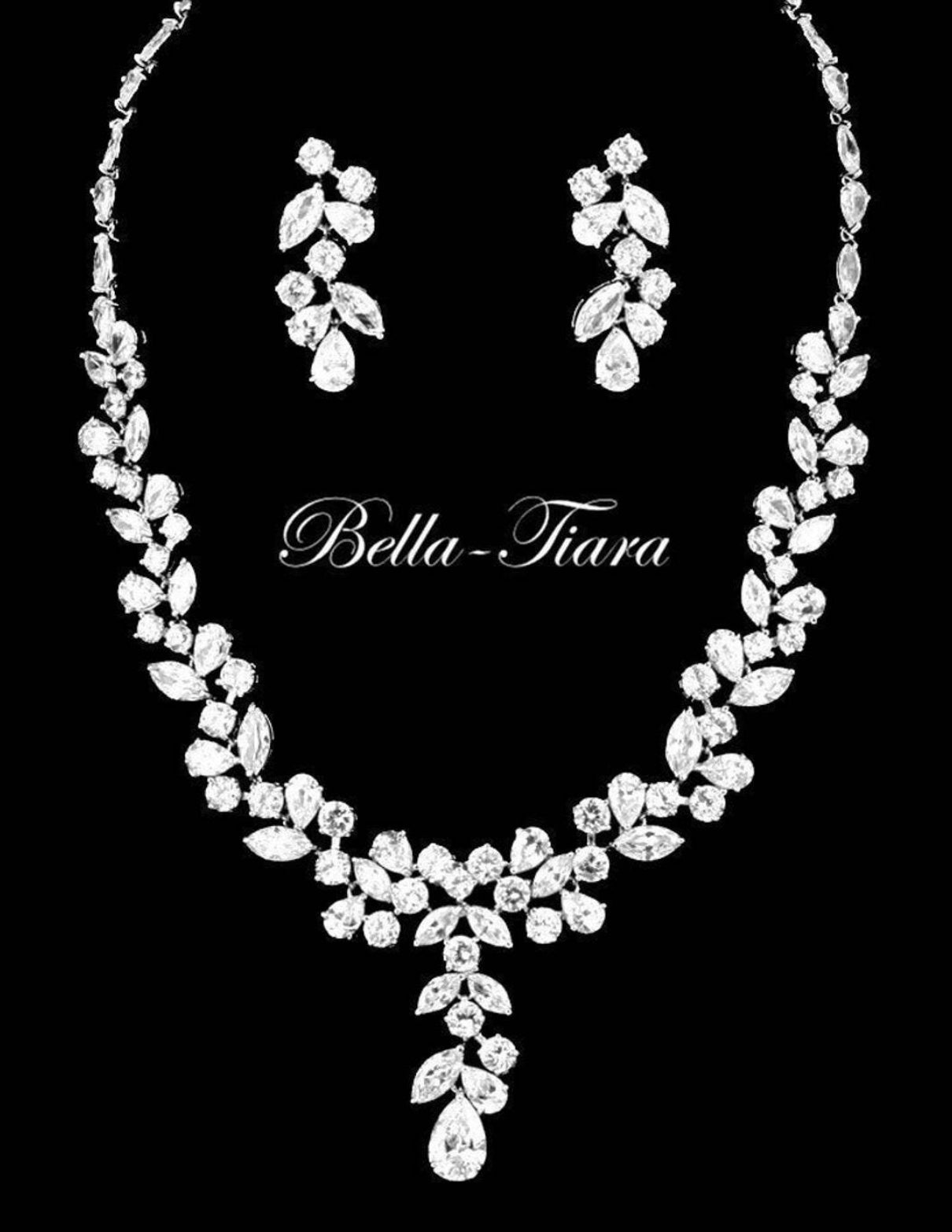 Valentina - CZ elegant 3pcs vine bridal necklace set