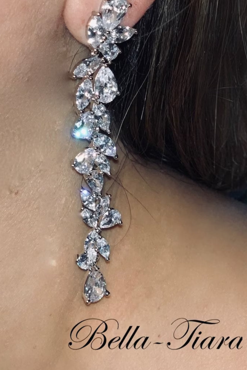 Vita, Swarovski crystal long drop earrings