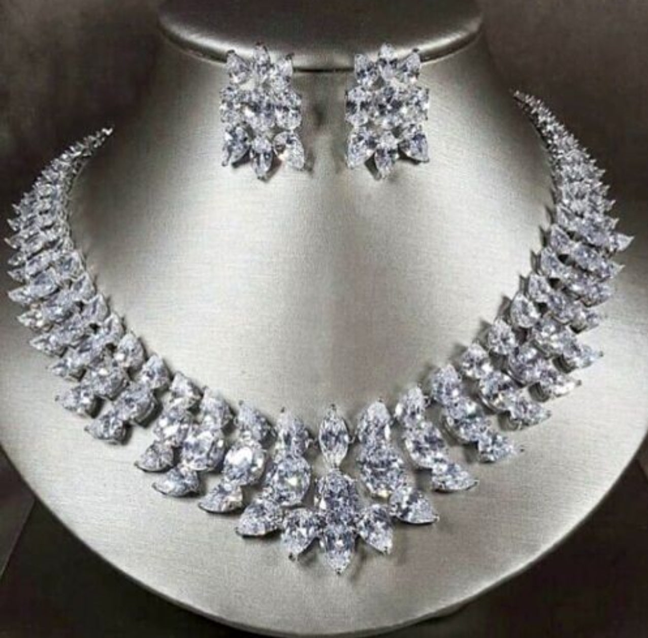 Tamara -  Cubic Zirconia simulated diamond crystal necklace set