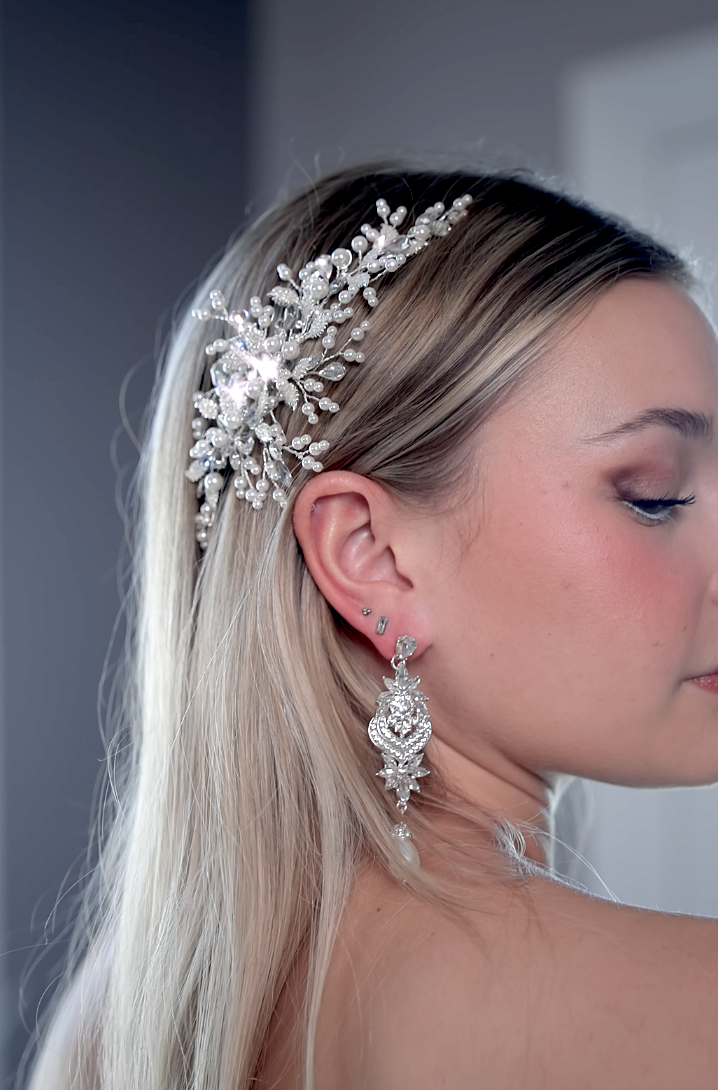 Enzina - Timeless pearl crystal bridal hair comb