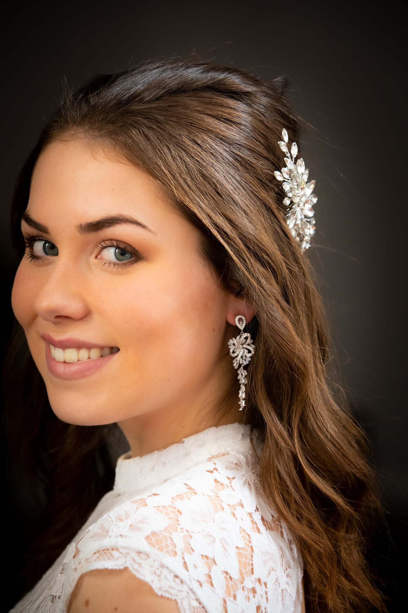 Dana -  Beautiful swarovski crystal drop wedding earrings