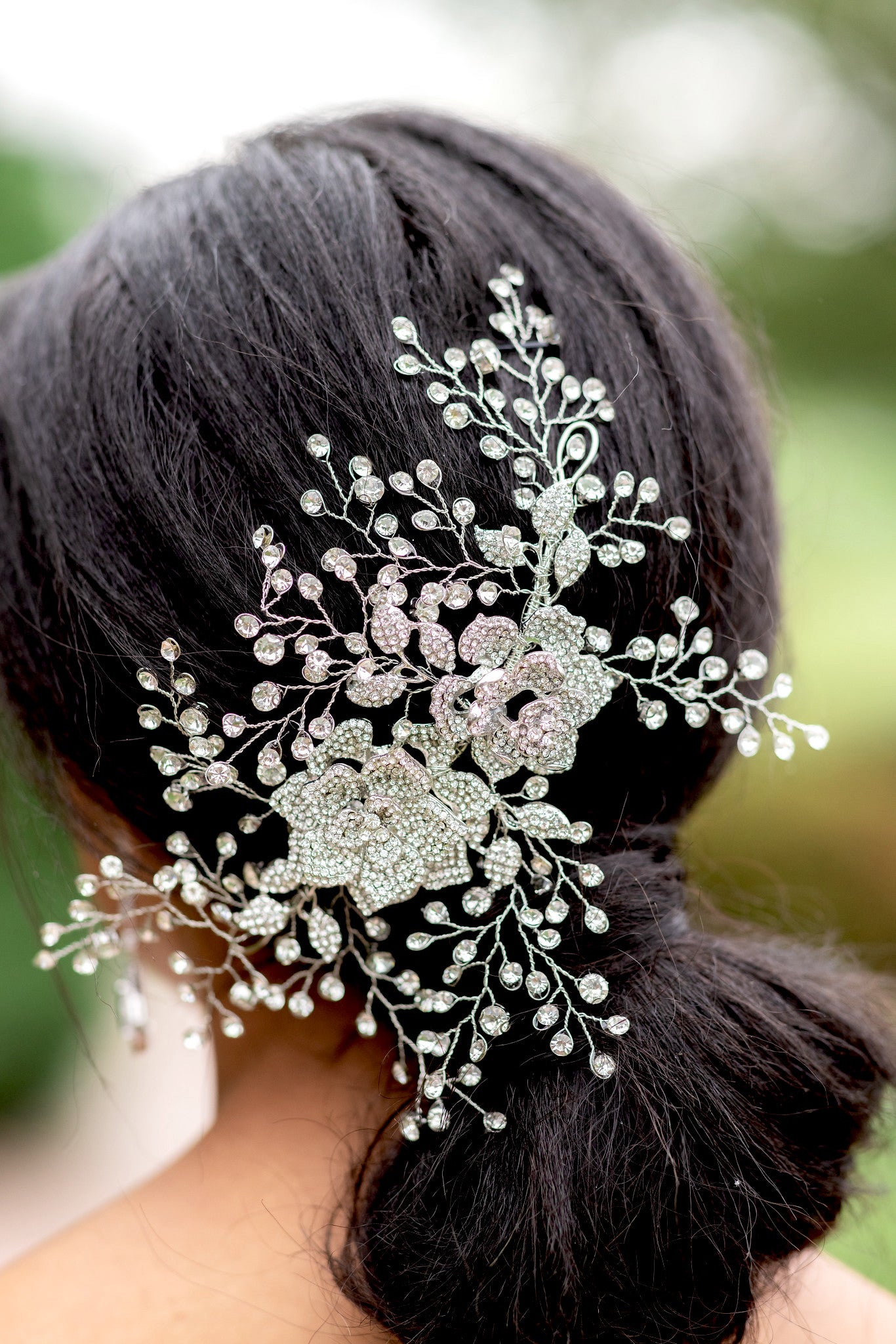 Rosetta- Stunning crystal rose wedding headpiece comb