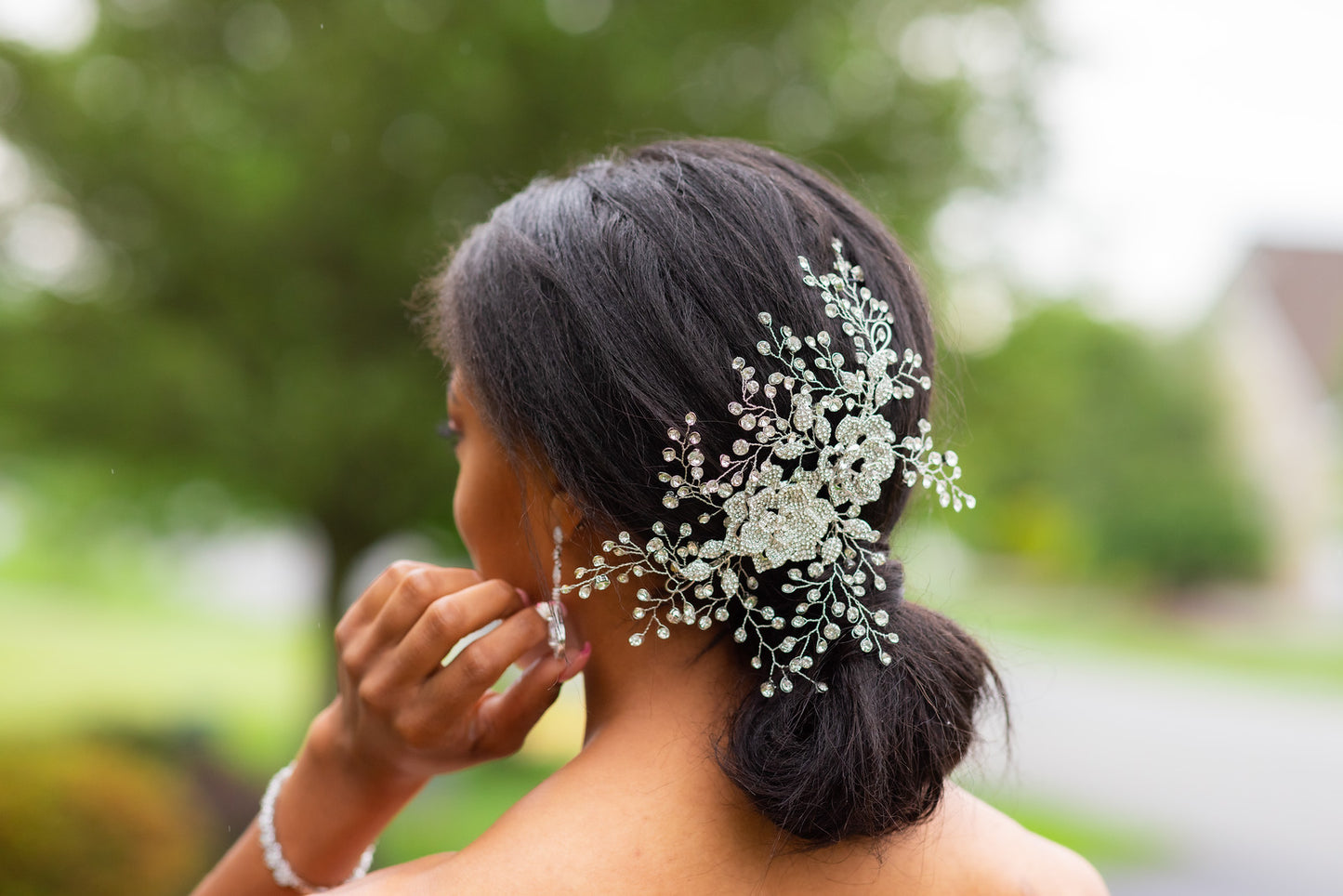 Rosetta- Stunning crystal rose wedding headpiece comb