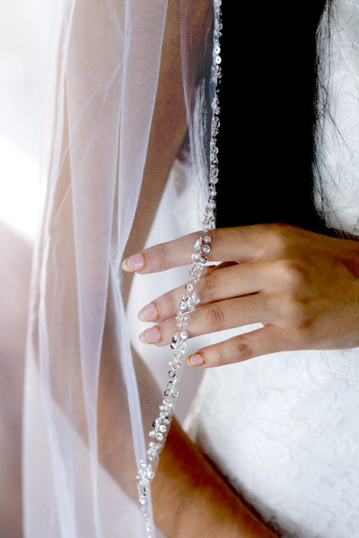 Monica – custom order Crystal and pearl edge cathedral veil  display picture 1