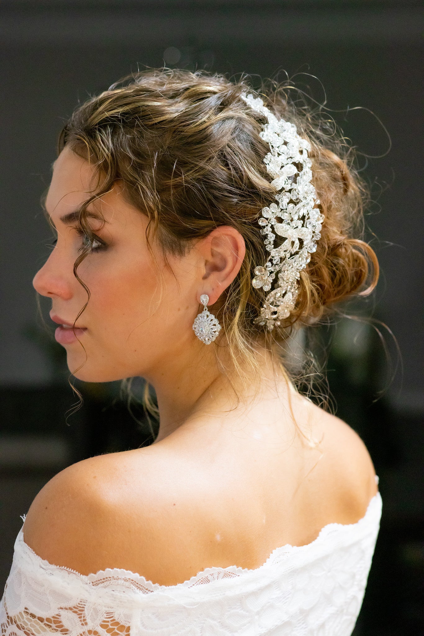 Evita - Romantic glamour Swarovski Crystal wedding headpiece