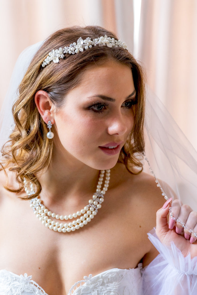 Pearlann - Classic Glamour pearl bridal necklace set