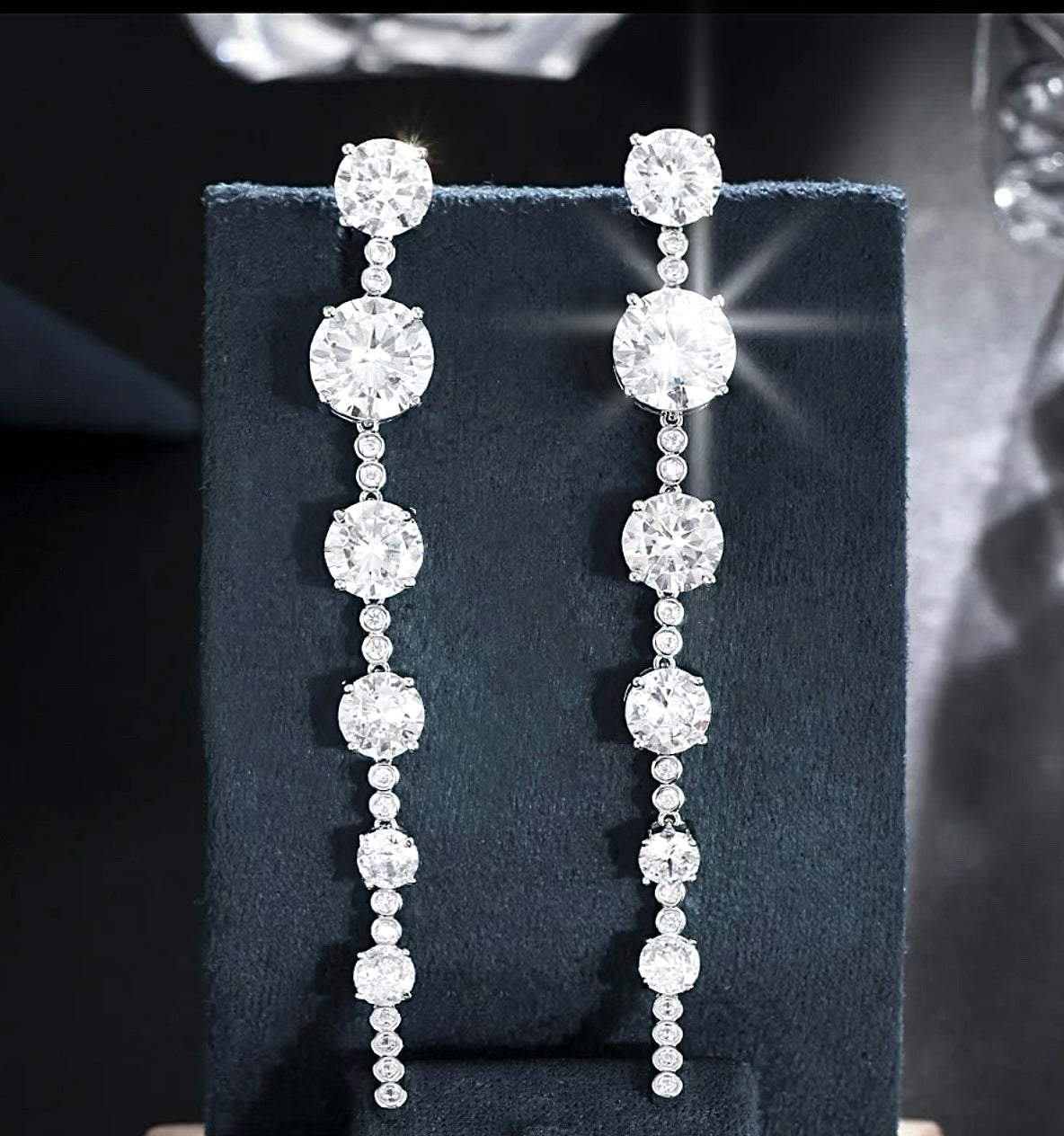 Donatella - Beautiful CZ long crystal drop earrings