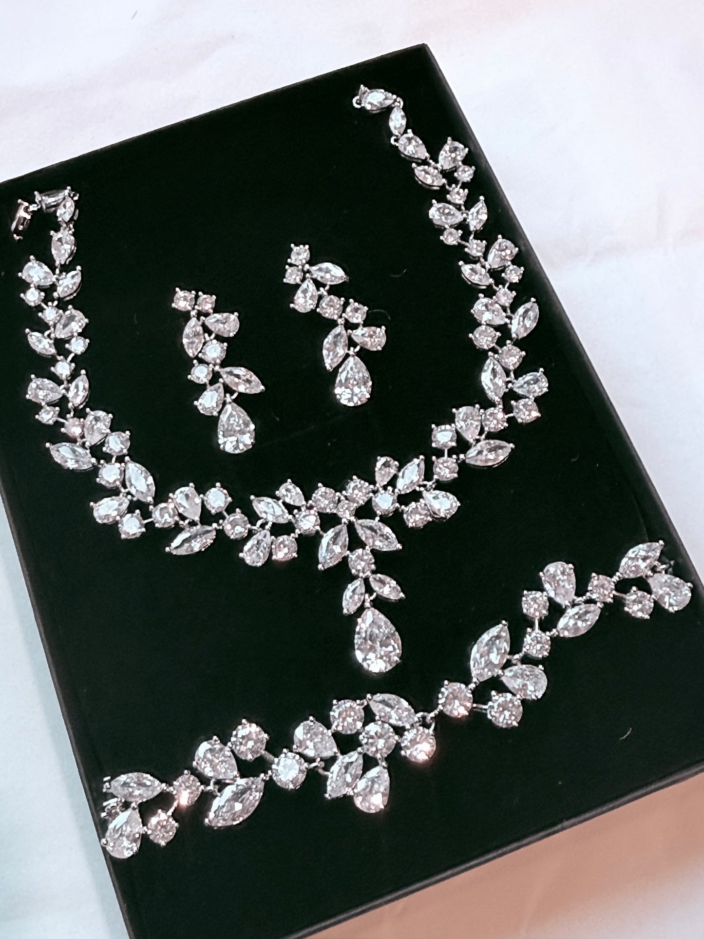 Nola - Stunning CZ vine bridal necklace set