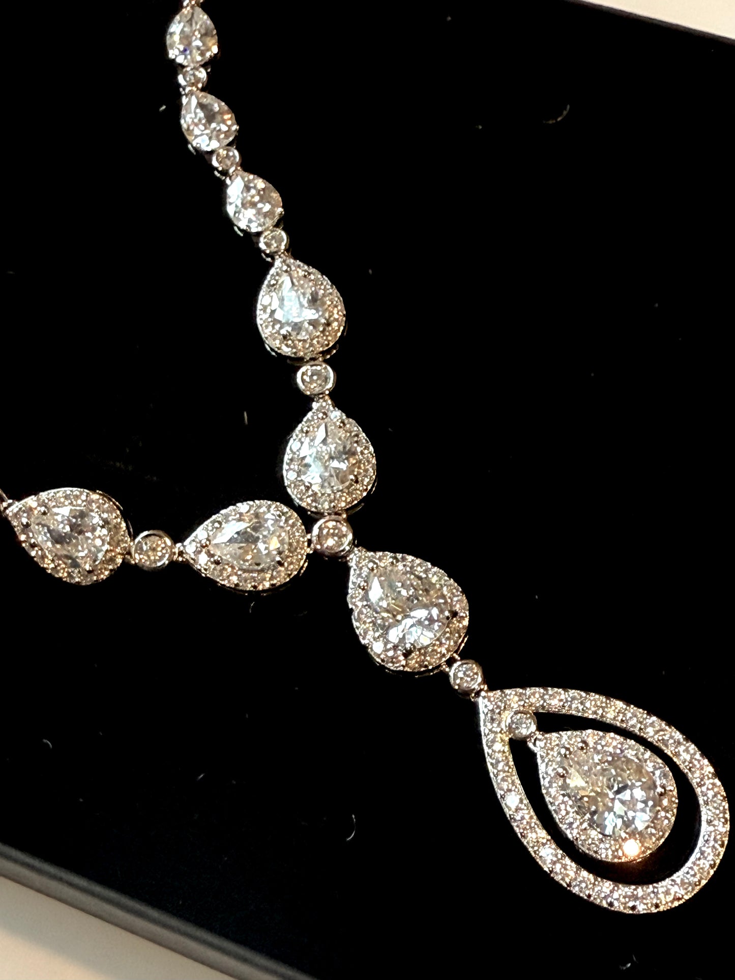 Paulette - Exquisite cz crystal drop bridal necklace set