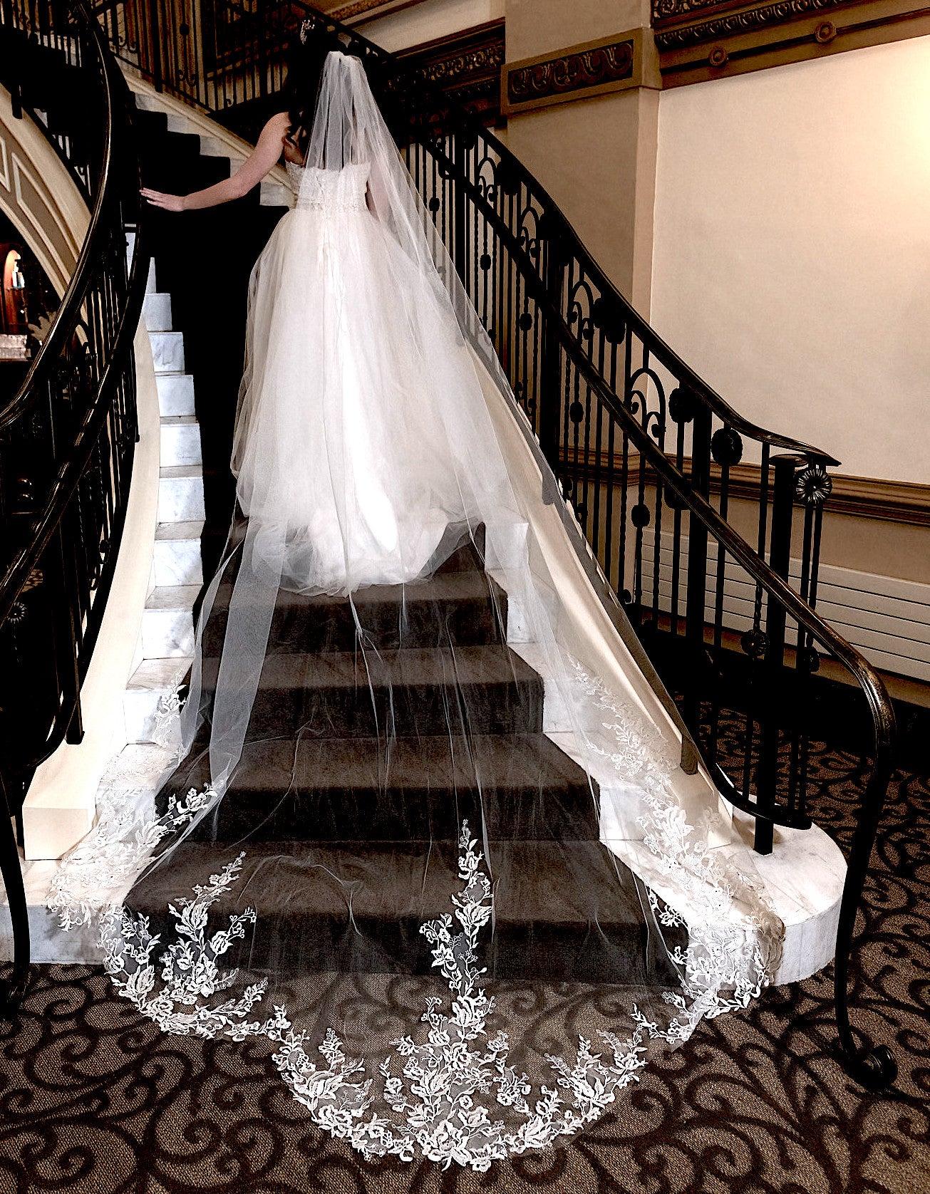 floral lace cathedral veil 