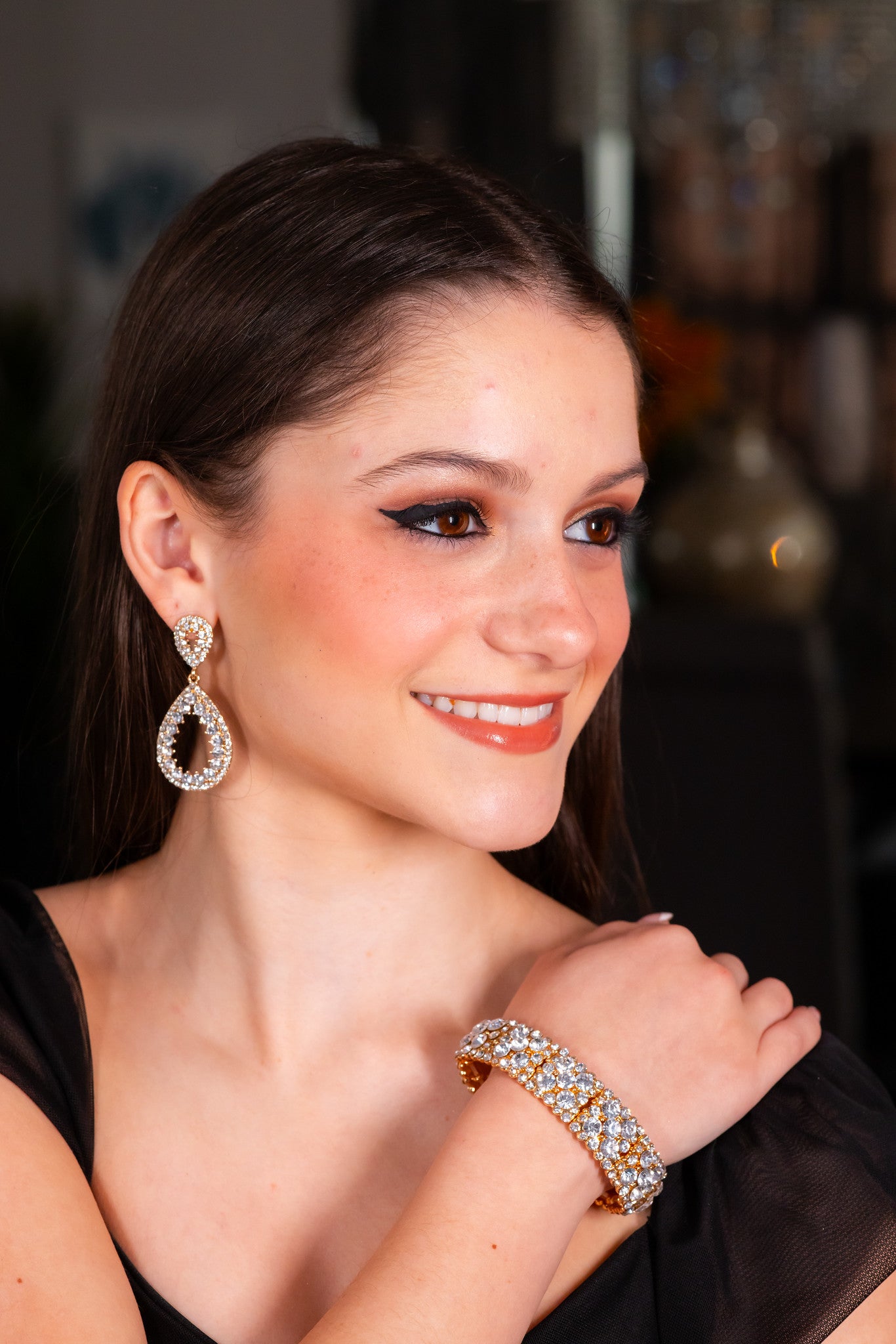 Maranda - Crystal drop hoop earrings