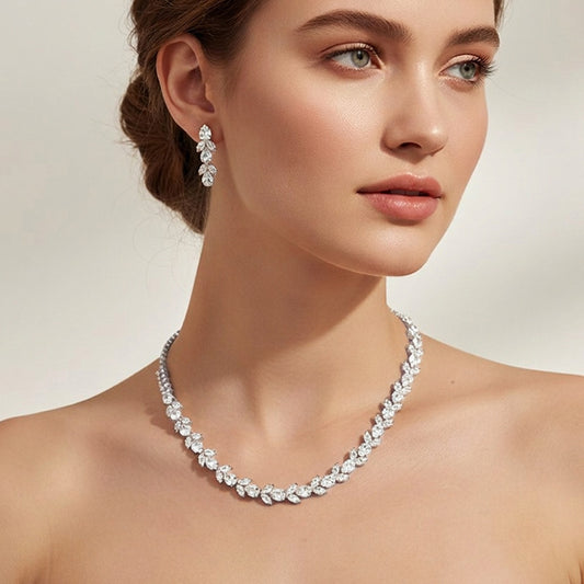 Vora - Elegant vine cz bridal bridesmaids necklace set