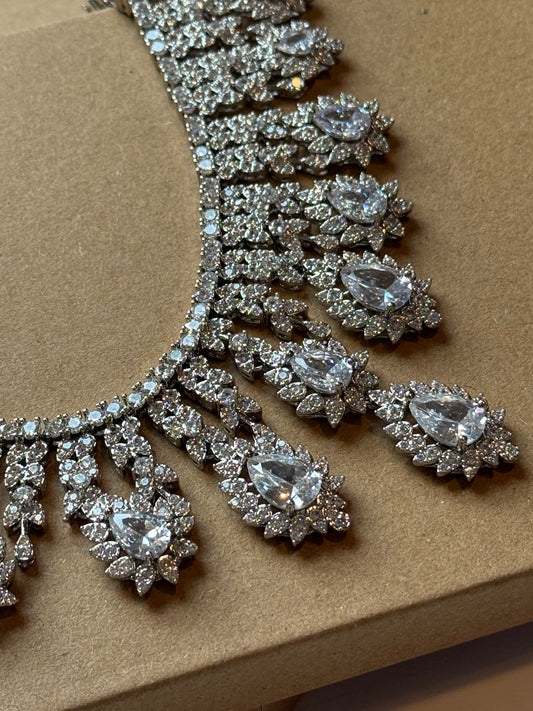 Novella -  Stunning cz bridal statement necklace set