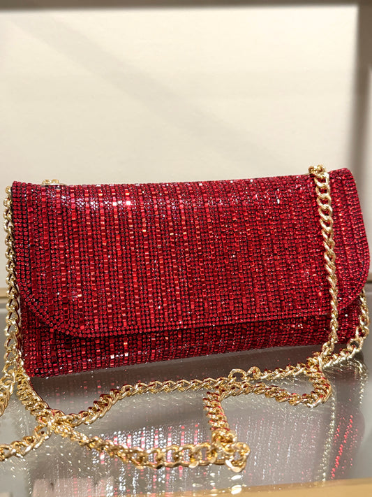 Amyred - Swarovski crystal red clutch purse