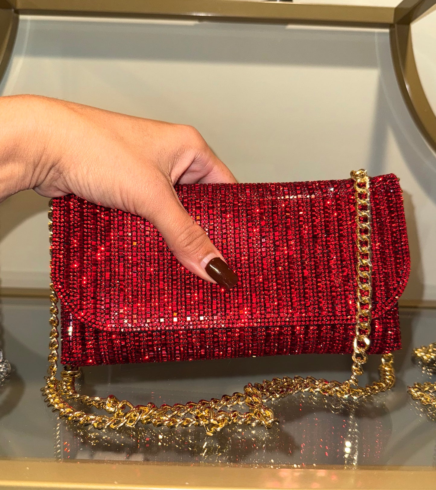 Amyred - Swarovski crystal red clutch purse