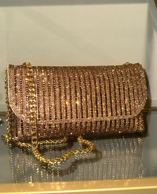 Amygold - Swarovski crystal gold clutch purse