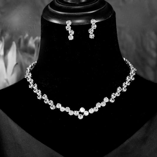 Amy - Dazzling simlated diamond crystal necklace set