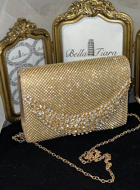 Ella - Gold Rhinestone crystal clutch purse
