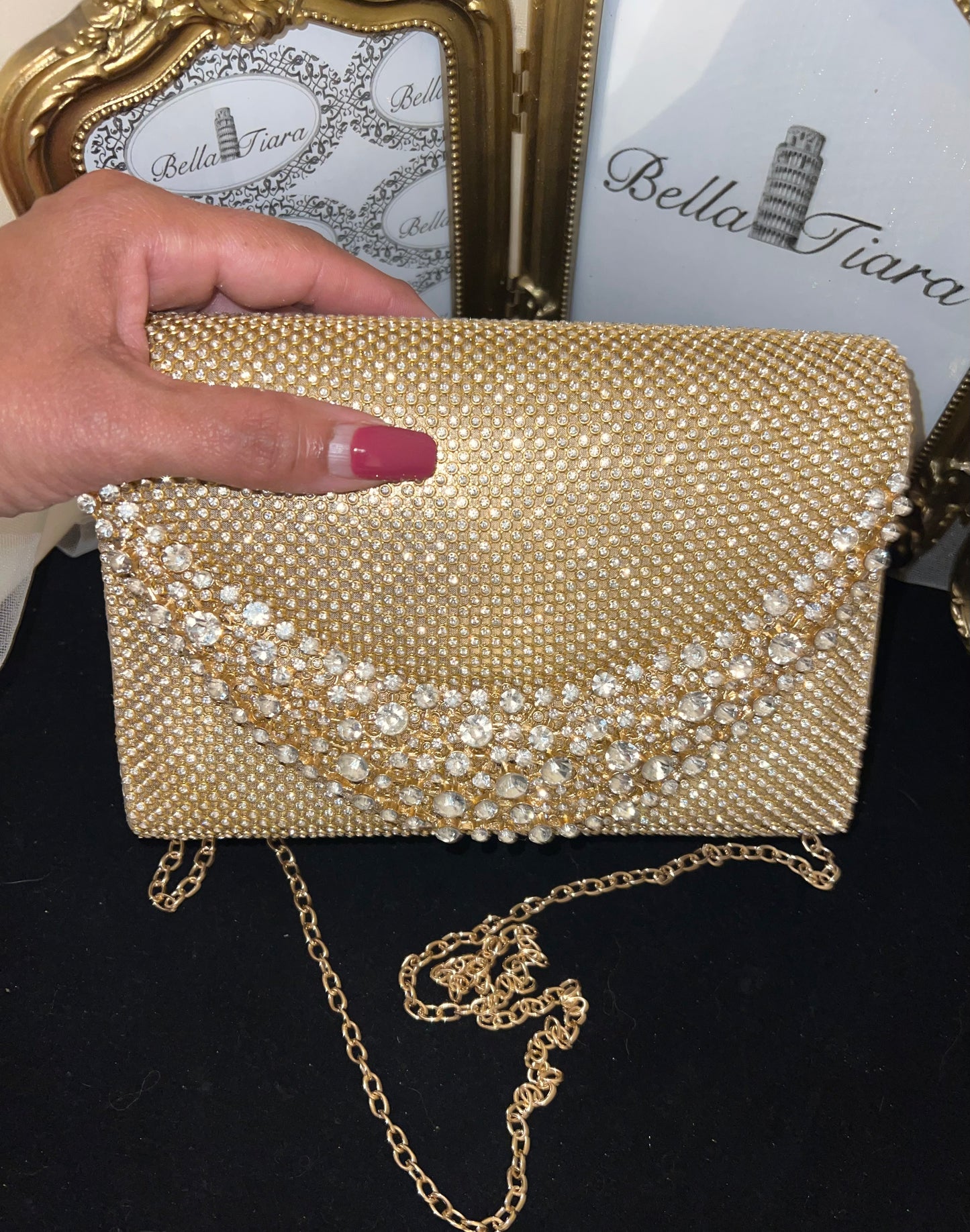 Ella - Gold Rhinestone crystal clutch purse