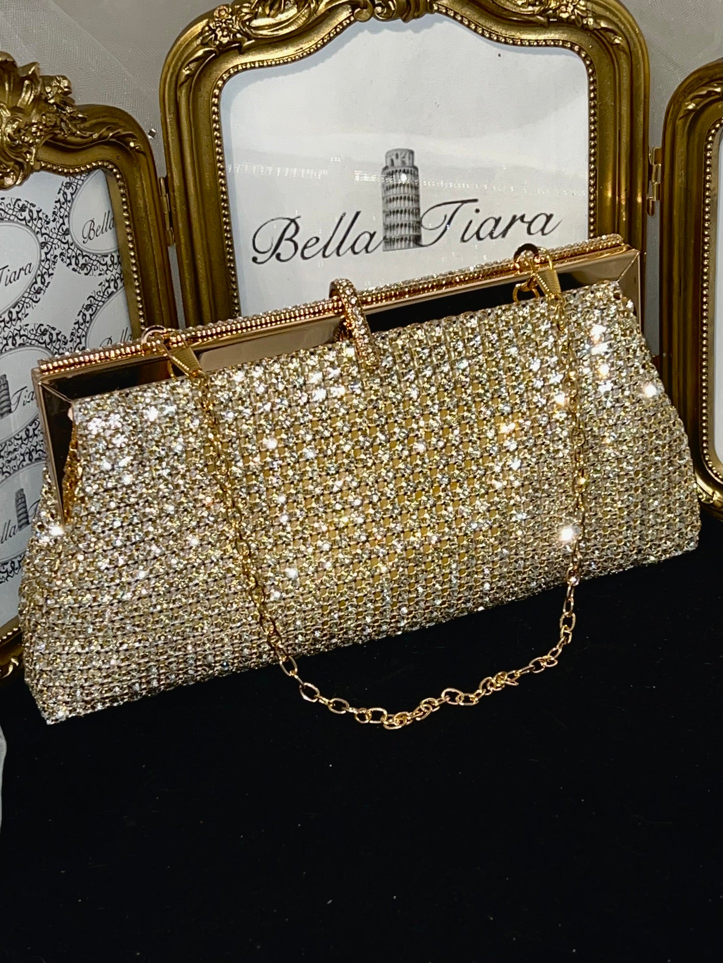 Adoragold - Swarovski crystal gold clutch purse